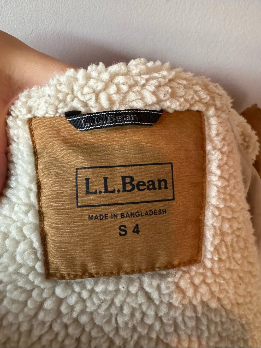 L.L. Bean Toddler Boy Tan Sherpa Fleece Lined Puffer Hooded Jacket Coat Size 4T